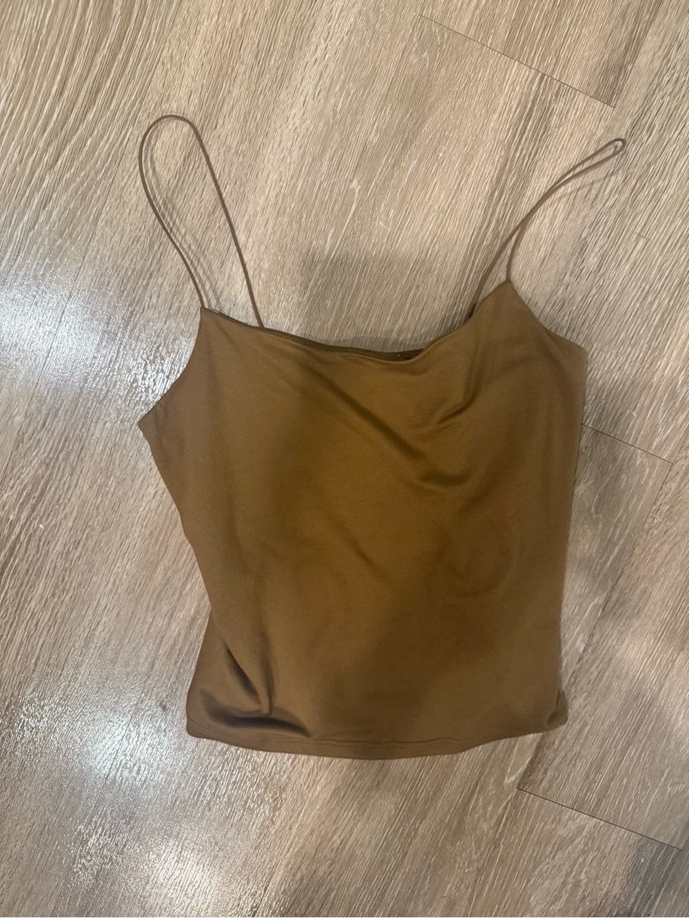 gaze Brown Satin Cowl Camisole with Spaghetti Straps